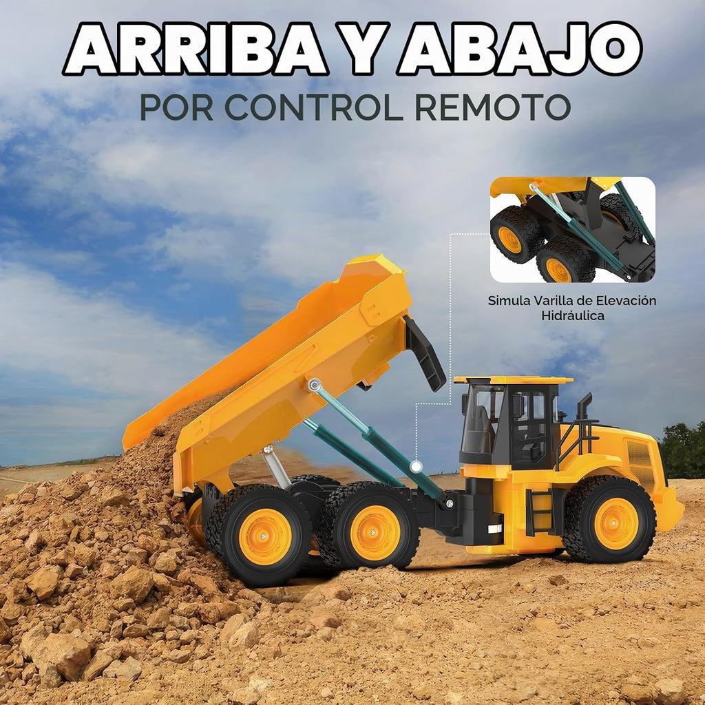 KIDDITOY Juguete de camión volquete RC de 15.4 pulgadas, poderosos