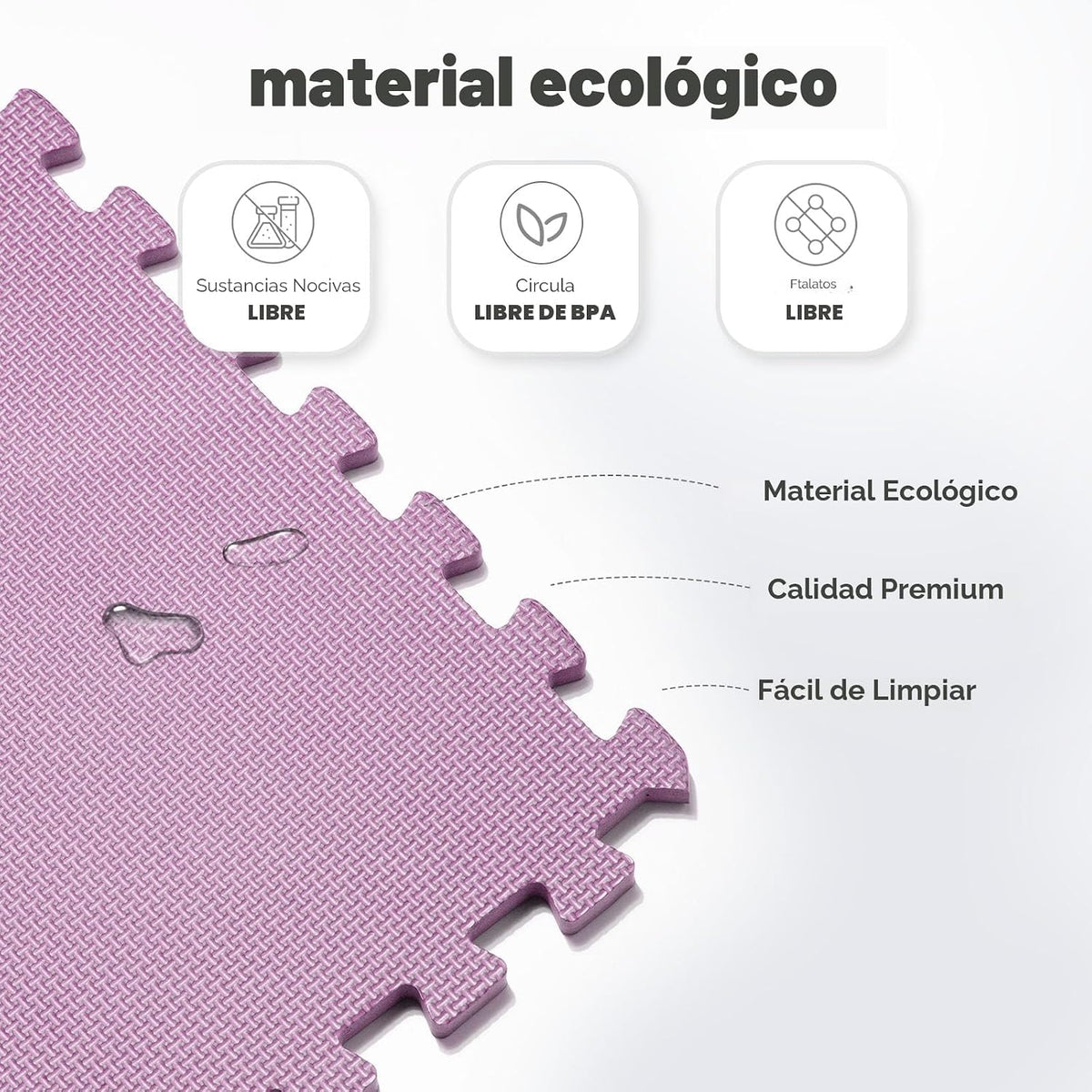Tapete de gimnasio en casa, tapete de ejercicio de rompecabezas, baldosas de espuma EVA entrelazadas para equipos de entrenamiento en casa y áreas de juego para niños, azul, 24 x 24 x ½ pulgadas (rosa