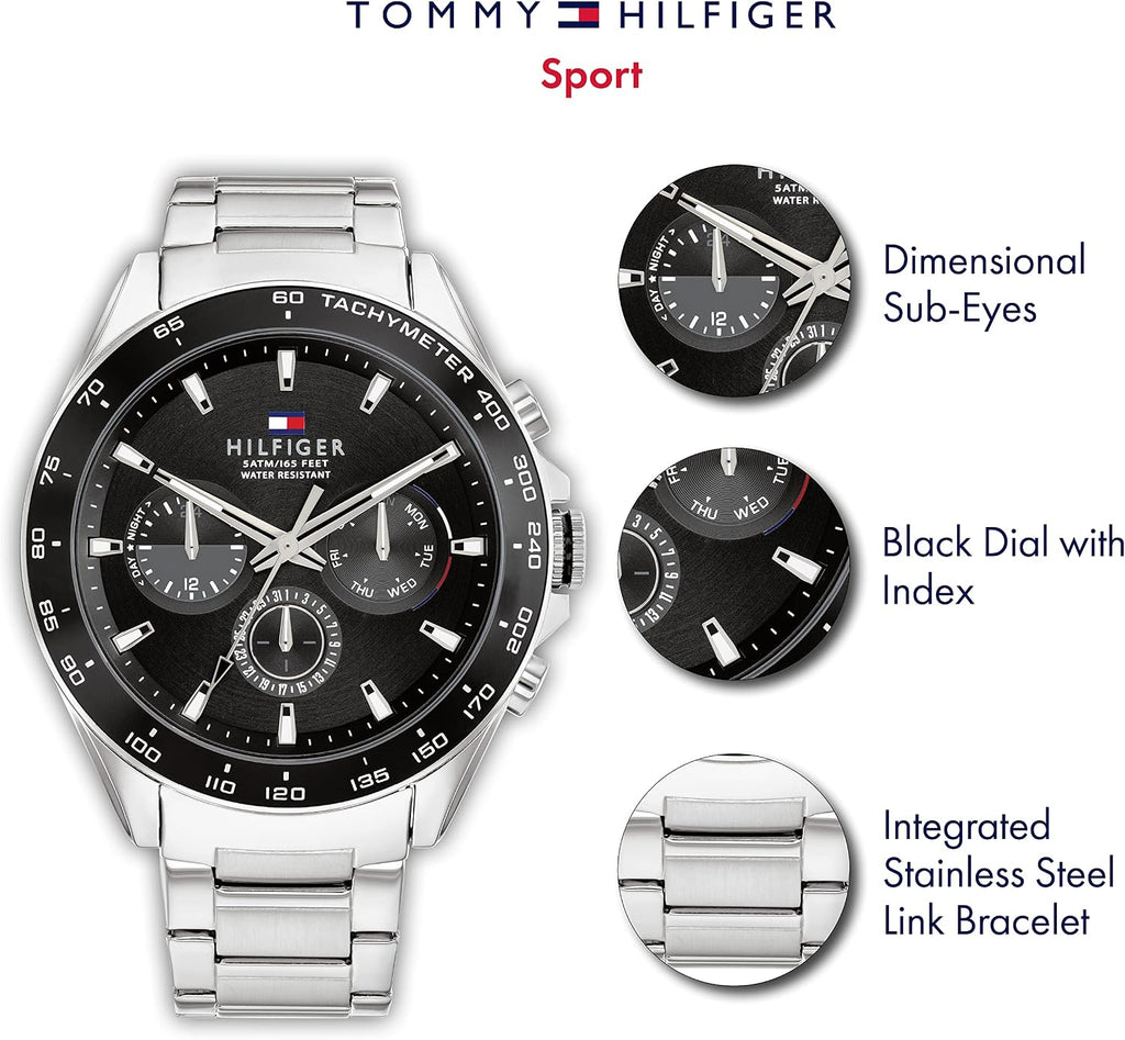 Tommy Hilfiger - Relojes de cuarzo de acero inoxidable para hombre