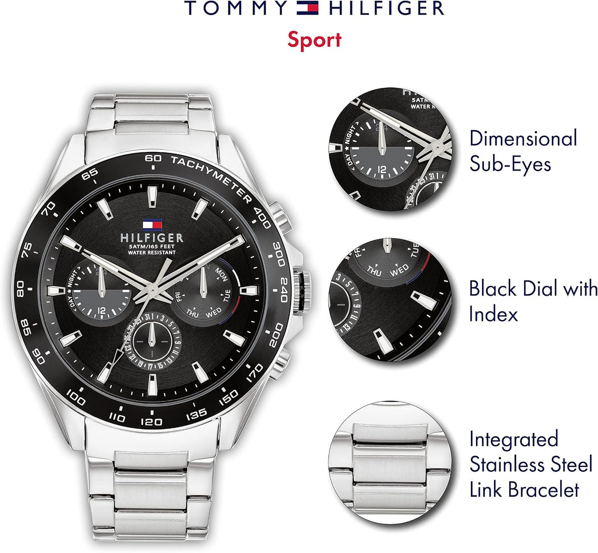 Tommy Hilfiger - Relojes de cuarzo de acero inoxidable para hombre