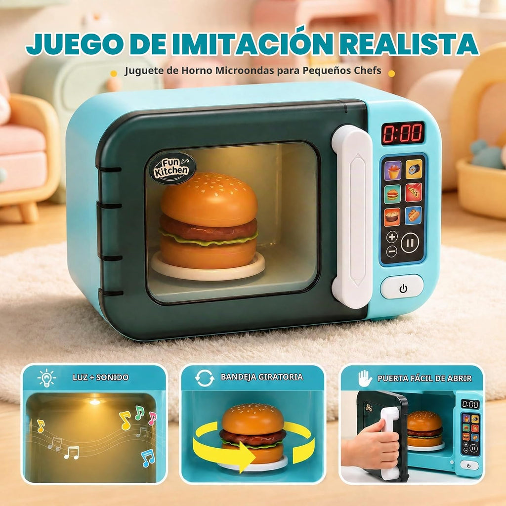 CUTE STONE Juego de electrodomésticos de cocina, microondas de juguete