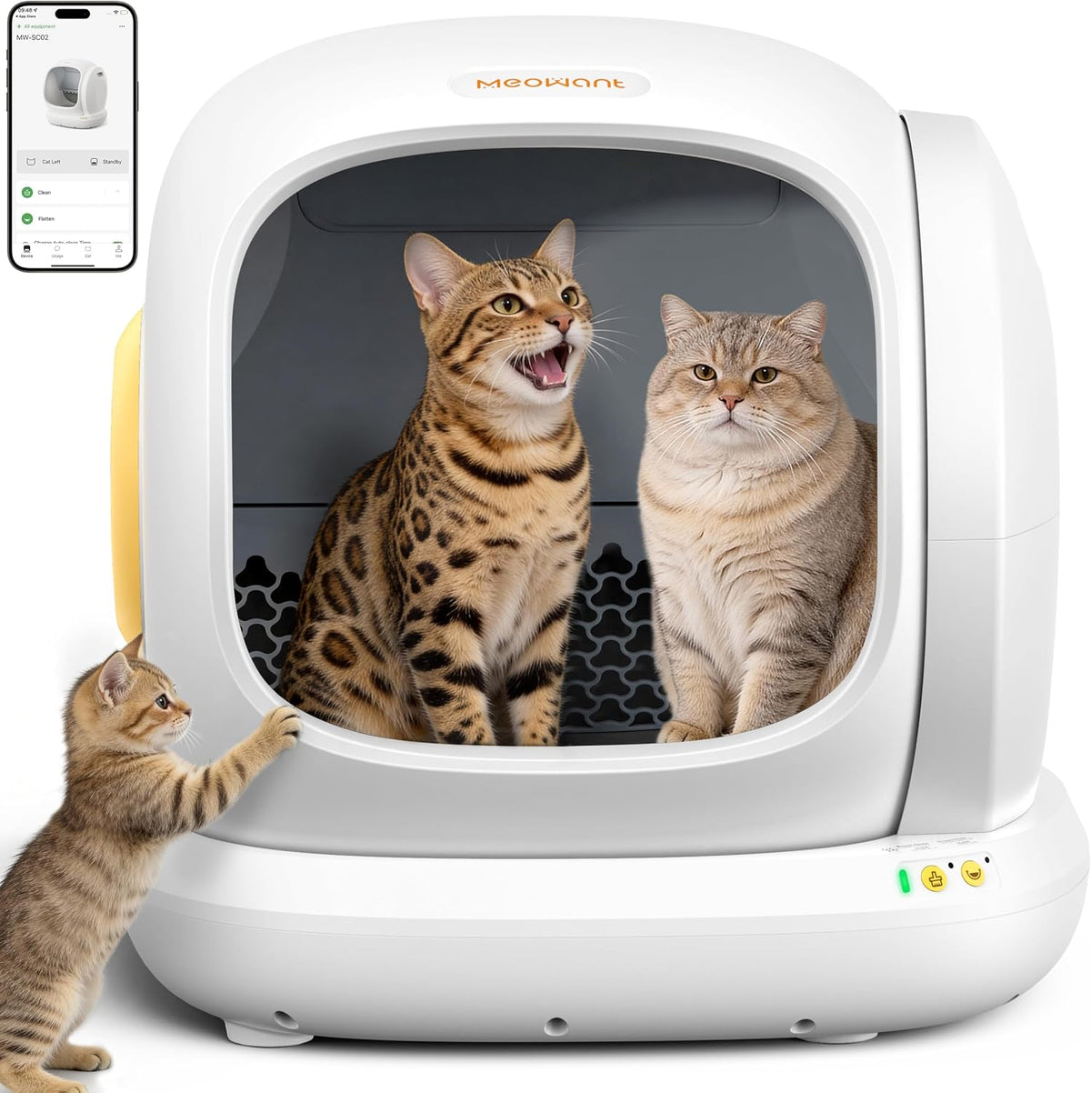 Meowant Caja de arena para gatos autolimpiante, 75L extra grande con tapa
