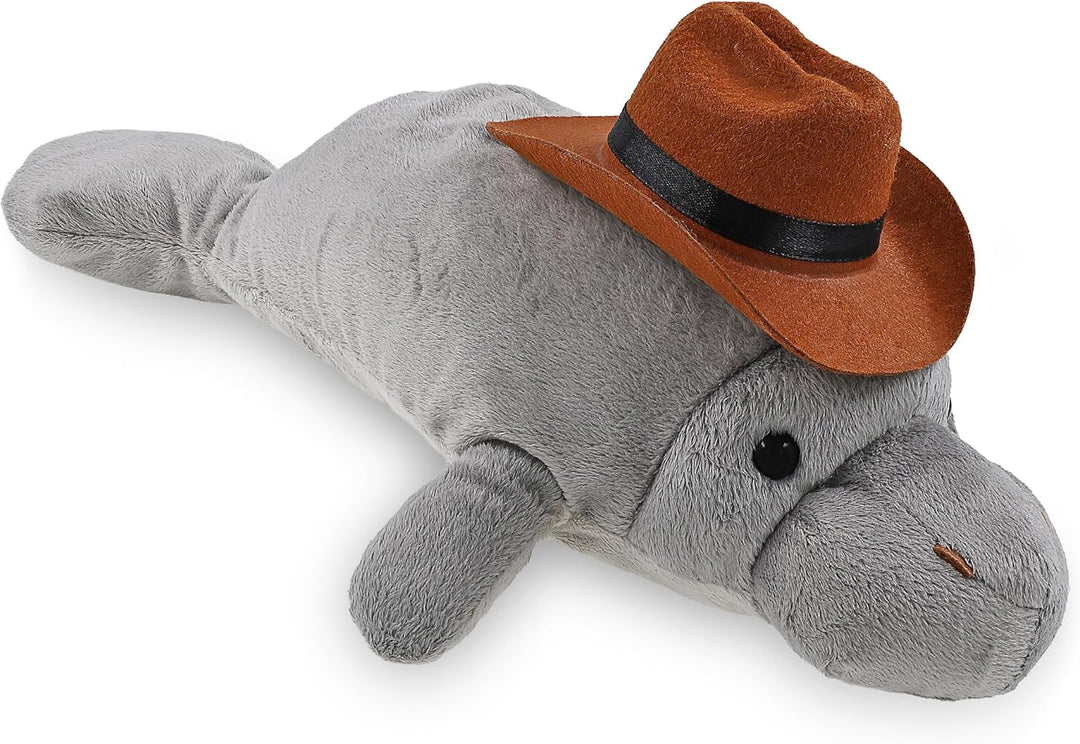 DolliBu Sombrero de vaquero de peluche de manatí gris con