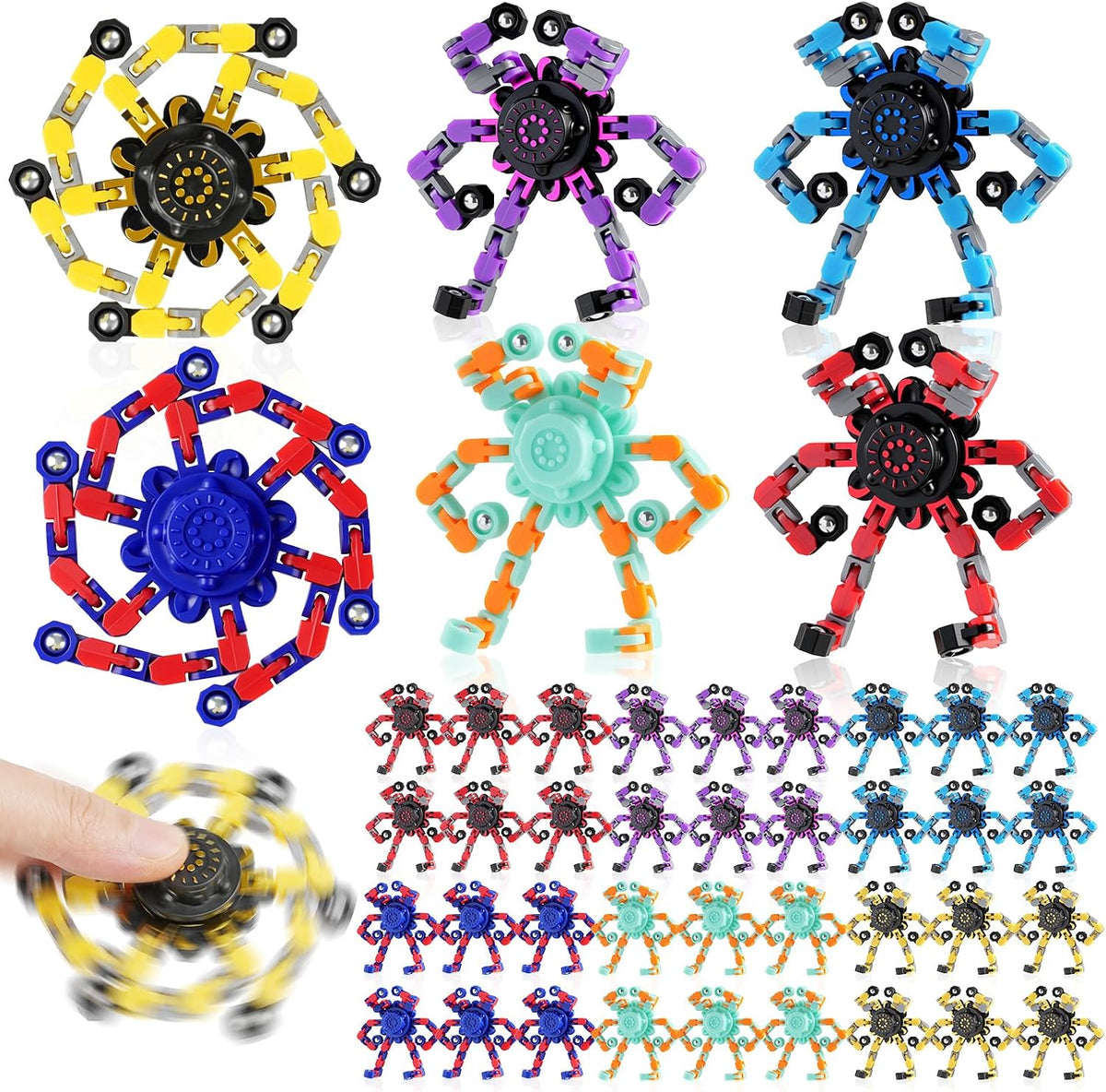 36 juguetes giratorios transformables para la ansiedad, recuerdos de fiesta, robot sensorial a granel, juguetes para aliviar el estrés para niños y niñas de 8 a 12 años, giroscopios con la punta de