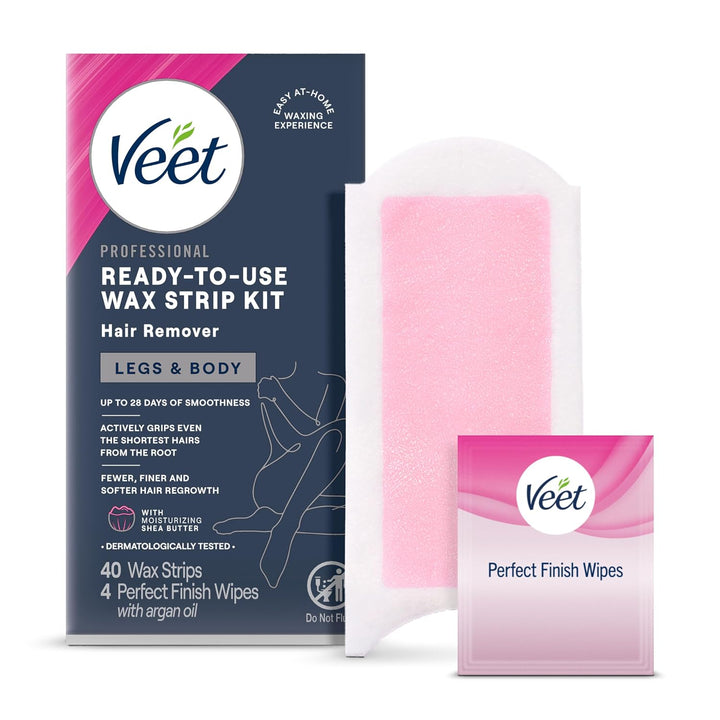 VEET Tiras de cera de azúcar para depilación corporal de mujer, kit...