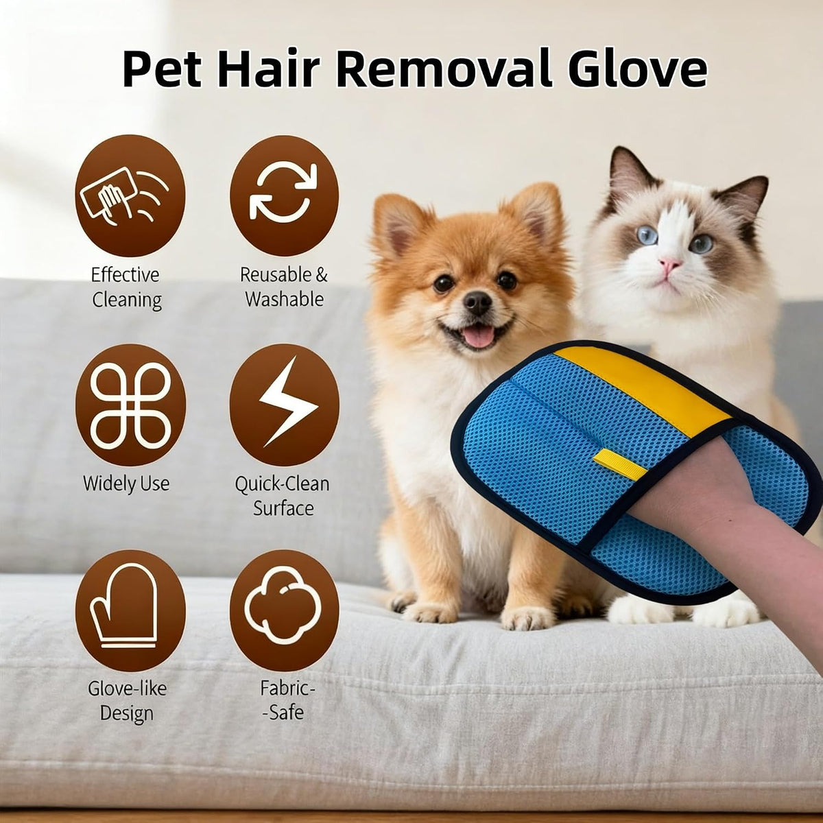 Fuente para Mascotas sin filtro de acero inoxidable y paño removedor de pelo Glove