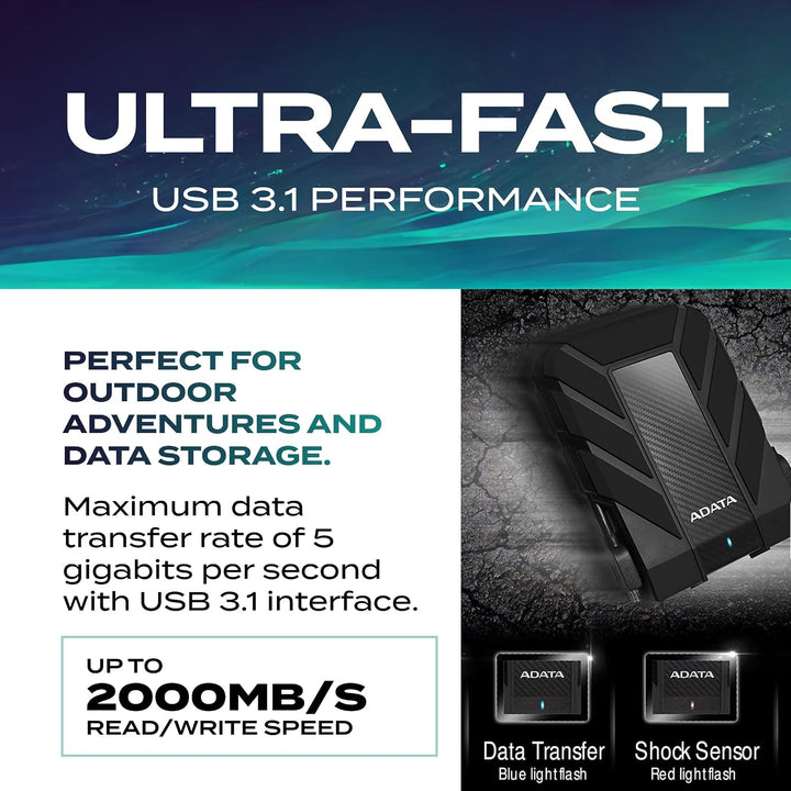 ADATA HD710 Pro - Disco duro externo de 2 TB - A prueba de golpes,...