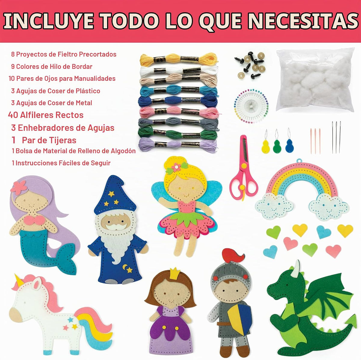 Craftorama Kit de costura para niños, divertido y educativo juego de manualidades de cuento de hadas para niños y niñas de 7 a 12 años, kit de manualidades para principiantes para coser tus propios