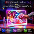 Tablero de notas LED recargable de 16 pulgadas, 7 modos de luz de color, almohadilla de dibujo de borrado en seco de neón con soporte integrado, juguete de regalo de bocetos para niños/niñas