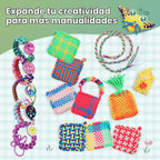 FUNiOi Kit de telar de tejer juguetes para niños, proyectos de manualidades de bricolaje de 6 agarraderas y 10 pulseras de la amistad, kits de tejido de telar cuadrado armable 2 en 1, ideas de regalo