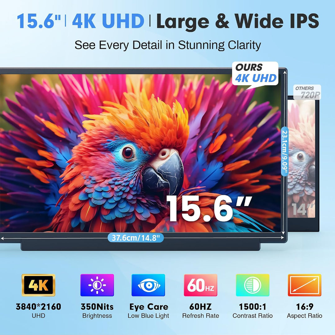 Extensor de pantalla para portátil mejorado, monitor portátil dual...