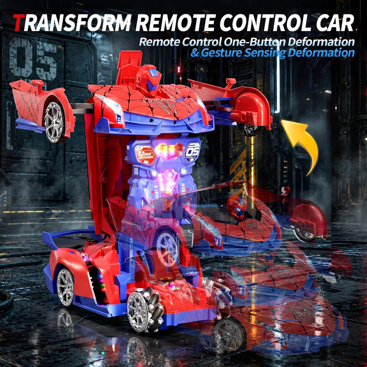 Coche RC Transformador Spider 1:10, 2.4GHz Detección por Gesto Control Remoto