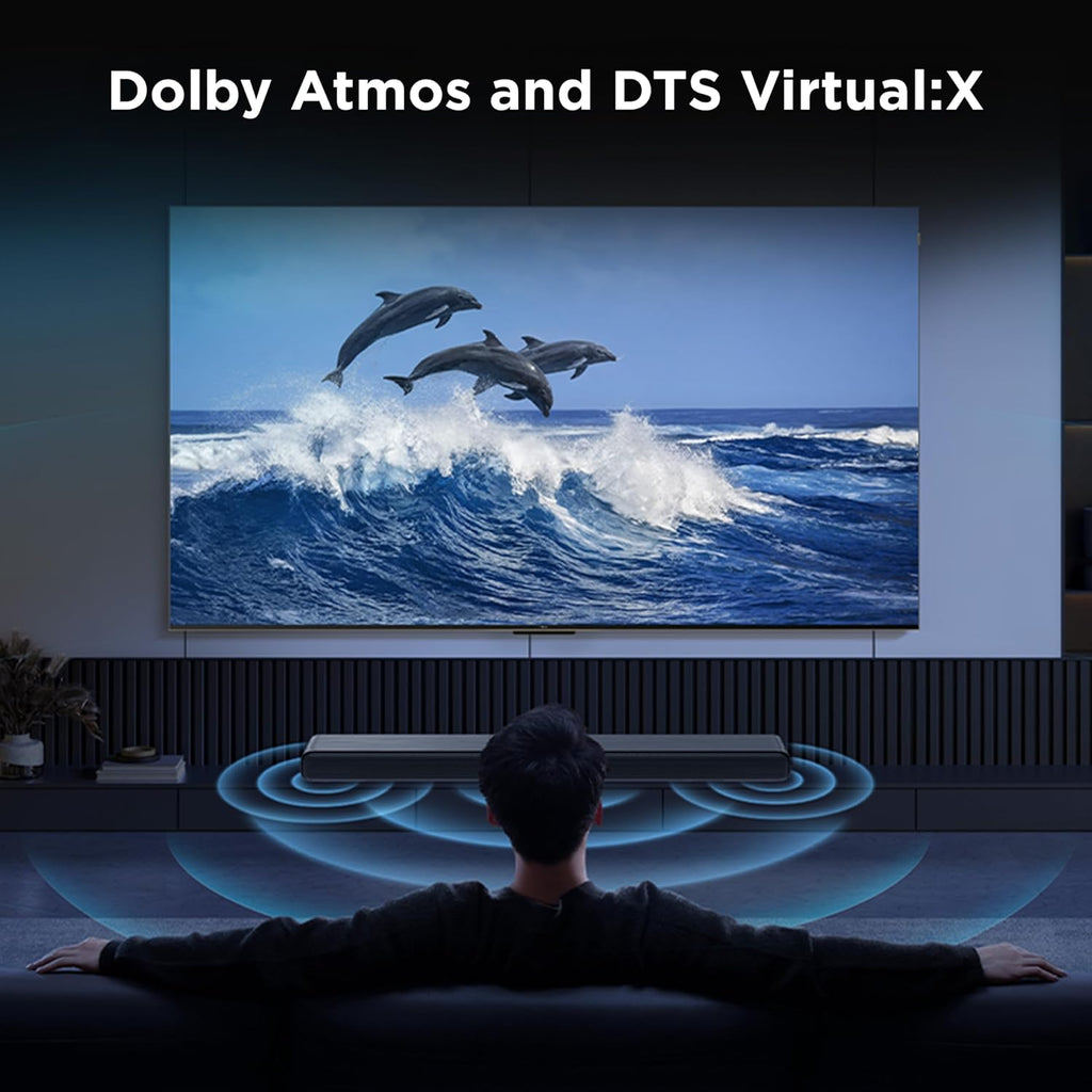 TCL Barra de sonido S45H 2.0 para Smart TV | Dolby Atmos DTS:X Calibración automática de sala | Audio de cine en casa inalámbrico Bluetooth de 100 W | Aplicación y control remoto | Último modelo