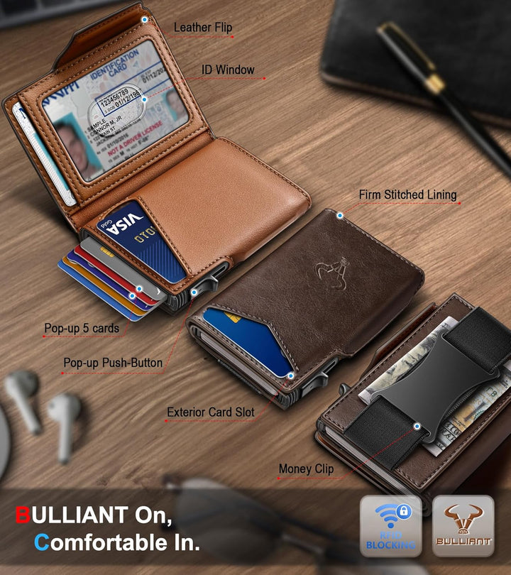 BULLIANT Cartera para hombre en caja de regalo, delgada cartera de...