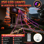 Decoración de luces de telaraña de Halloween + 2 arañas saltadoras