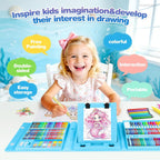 Kit de dibujo de sirena de 208 piezas, regalo para niñas y niños