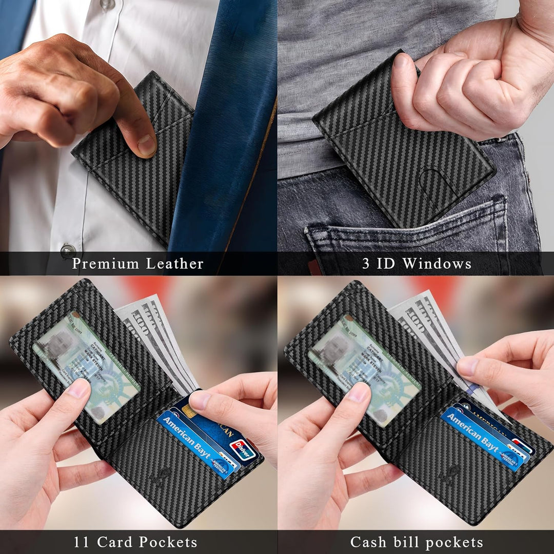 GSOIAX Billetera de piel de caballo loco prémium para hombre, hecha...