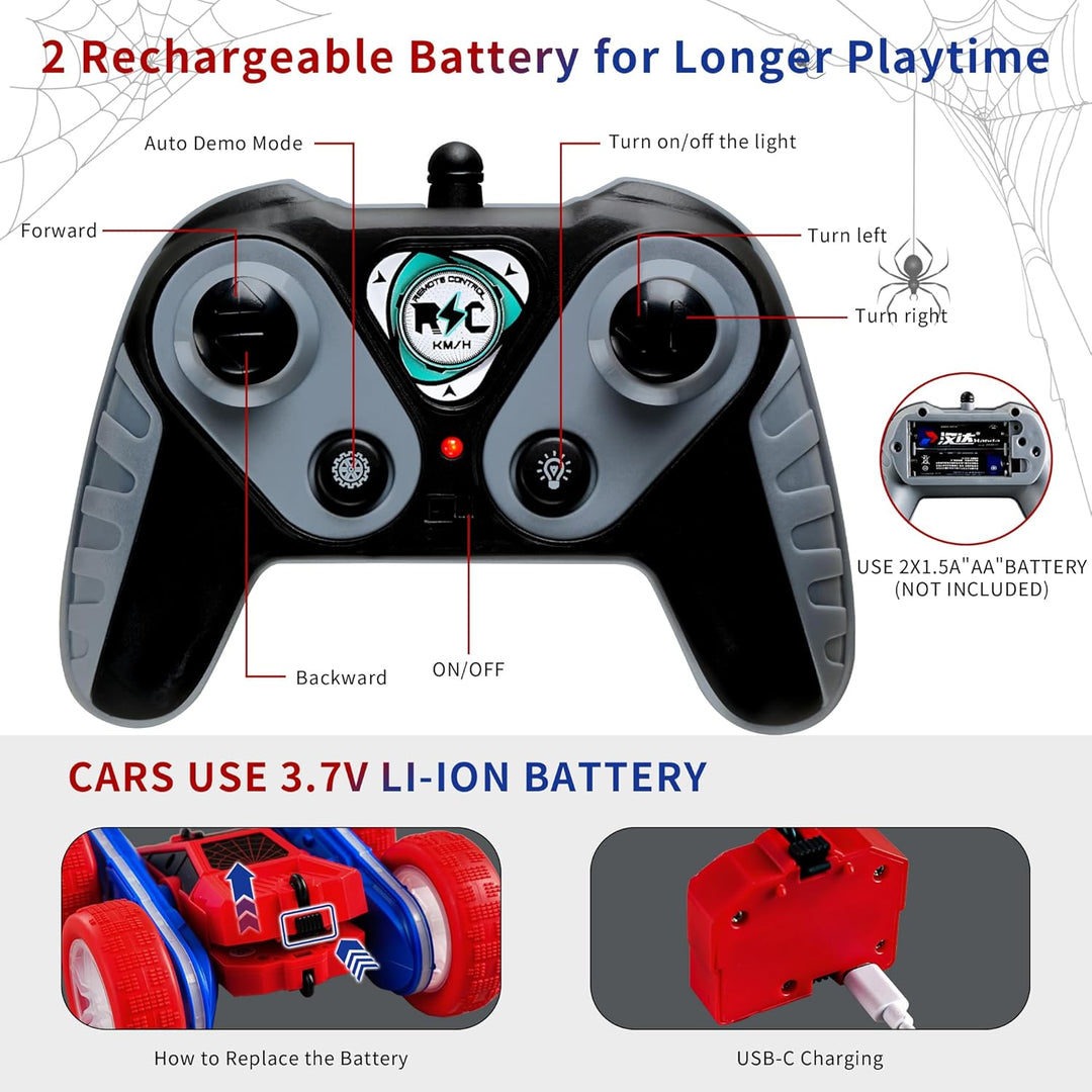 SANGQAOFU Spider - Coche de control remoto 4WD 360° Flips RC Stunt...