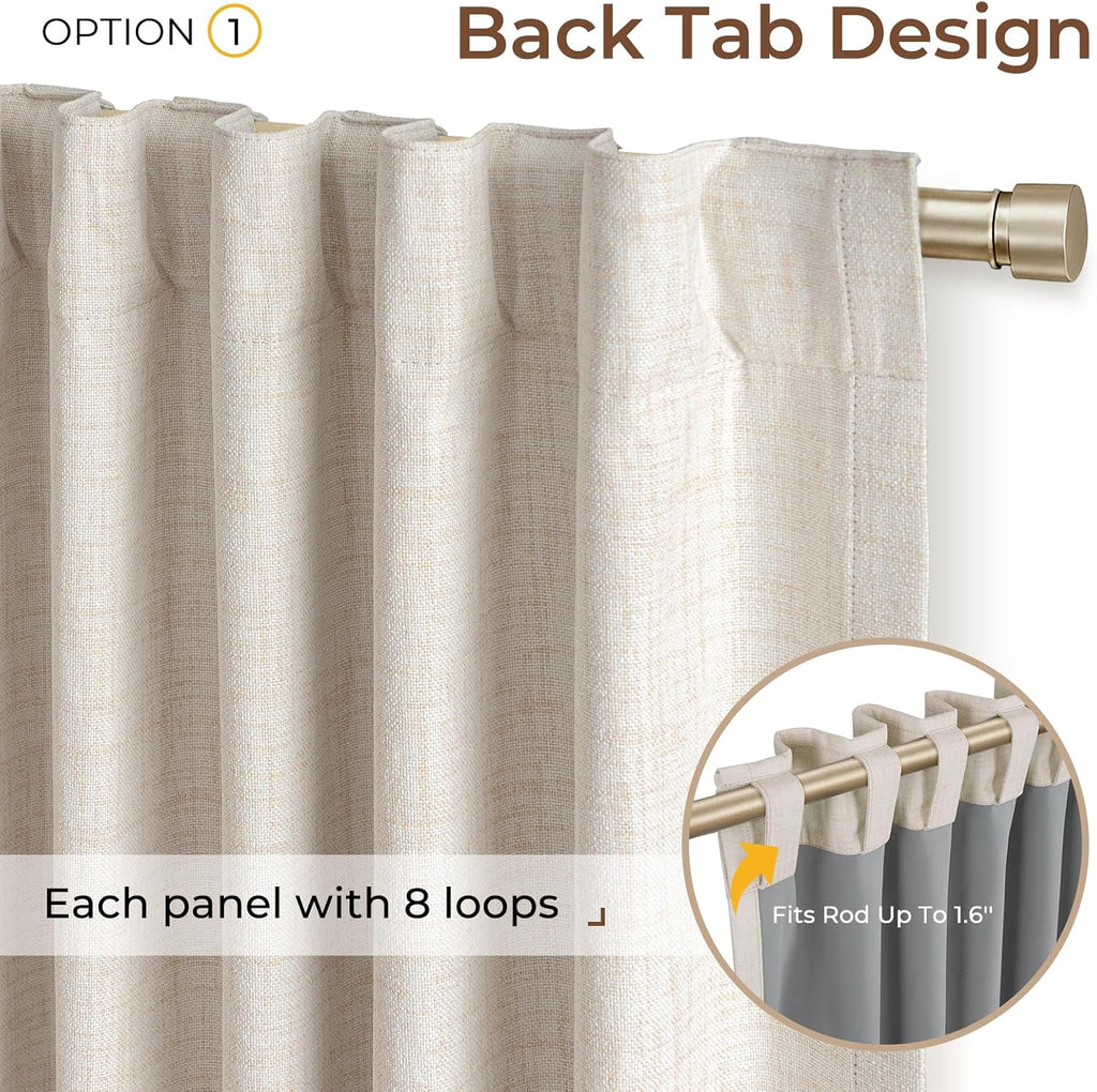 INOVADAY - Cortinas opacas de lino para dormitorio, sala de estar