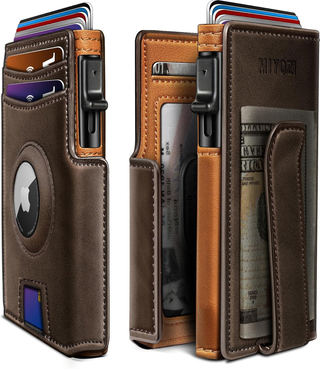 Miyozi - Billetera Airtag para hombre, con clip de dinero, estuche...