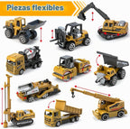 Paquete de 12 juguetes de construcción fundidos a presión, mini autos de