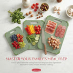 Rubbermaid Juego de 3 tablas de cortar reversibles de fibra de trigo, sin BPA, no tóxicas, aptas para lavavajillas, esquinas antideslizantes y ligeras, para carne, verduras y frutas