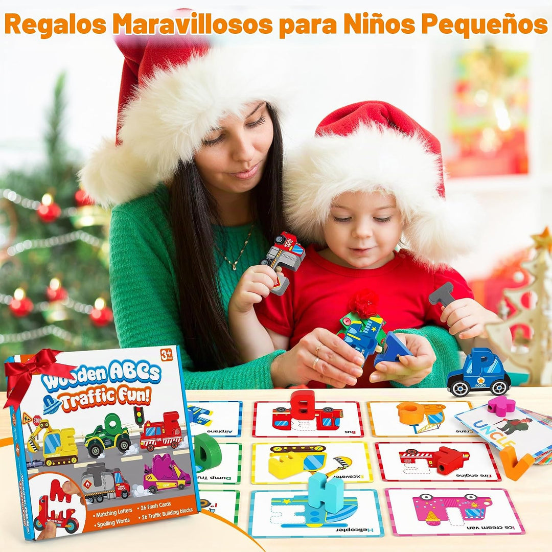 Vanmor Rompecabezas de madera del alfabeto para niños pequeños, jue...
