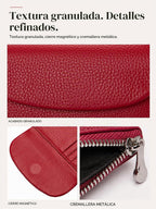 Billetera para mujer, con bloqueo RFID, tarjetero de cuero