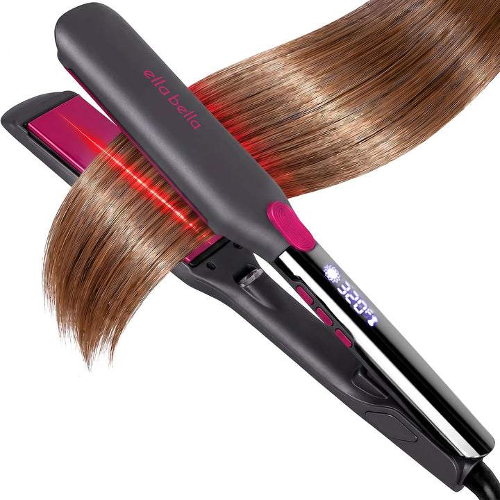ELLA BELLA® Titanium Flat Iron Hair Straightener Large with Infrare...