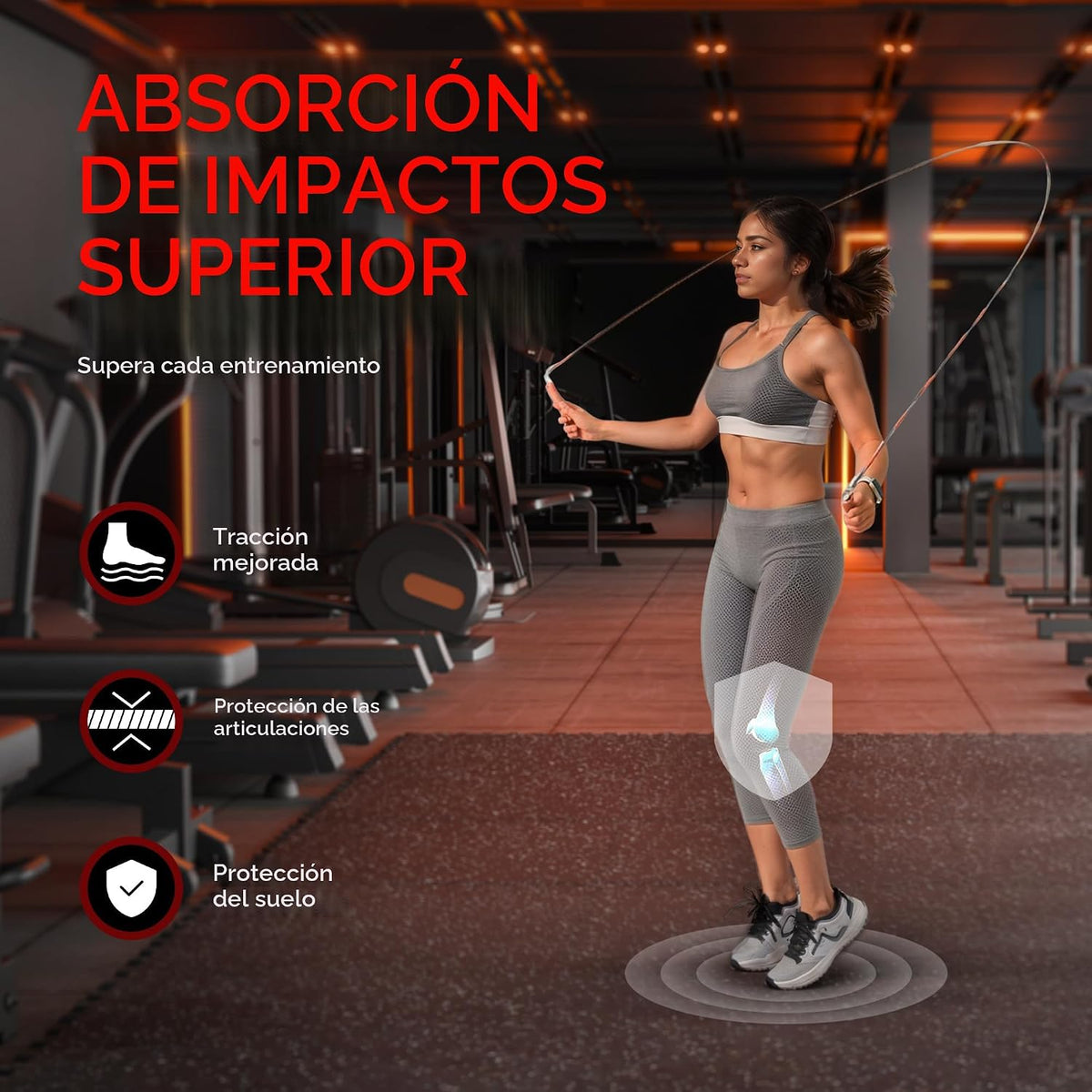 SUPERJARE Alfombrillas de Equipo de Ejercicio Extra Gruesas de 0.79'', 12 Piezas 48 Pies Cuadrados Baldosas de Piso con Parte Superior de Goma con Espuma EVA de Alta Densidad, Pisos de Gimnasio