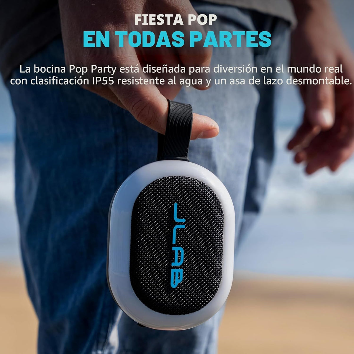 JLab, Partido pop, altavoz Bluetooth portátil, impermeable IP55, LE...