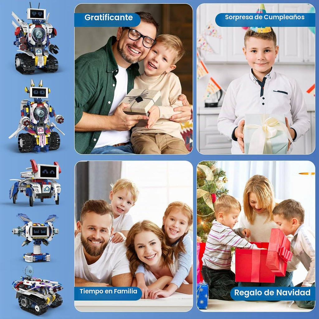 STEM Robot Kit de construcción para niños de 6 a 16 años | 603 piezas 5 en 1 | 4 modos de control | Aplicación y control remoto | Juguete robot de codificación recargable | Regalo educativo de ingeniería para niños y niñas