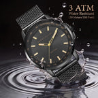 Perry Ellis Reloj para hombre con energía solar | Correa de malla de acero | Relojes de pulsera analógicos resistentes al agua para hombre | Caja de 43mm | Bisel de tacómetro de aluminio | Elegante