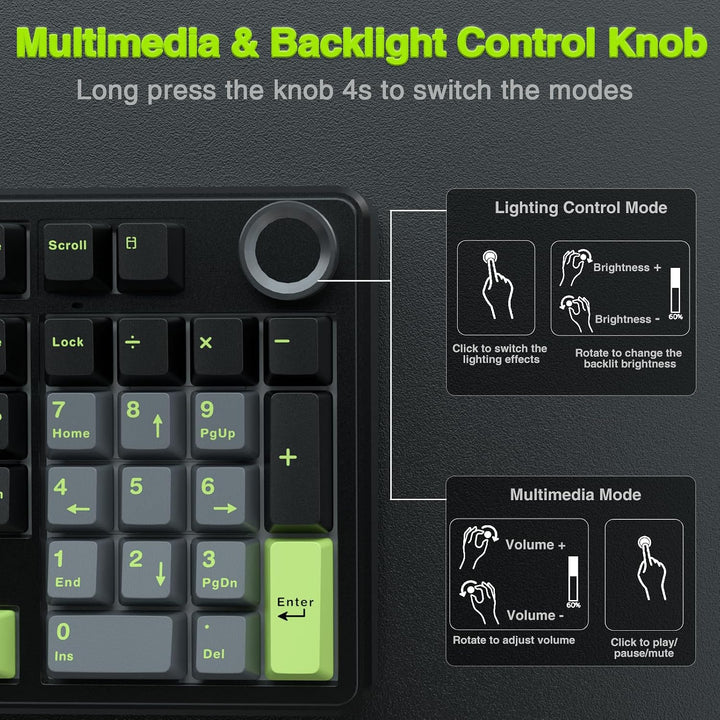 AULA F99 Pro Teclado Mecánico Inalámbrico con Perilla, Sonido Cremo...