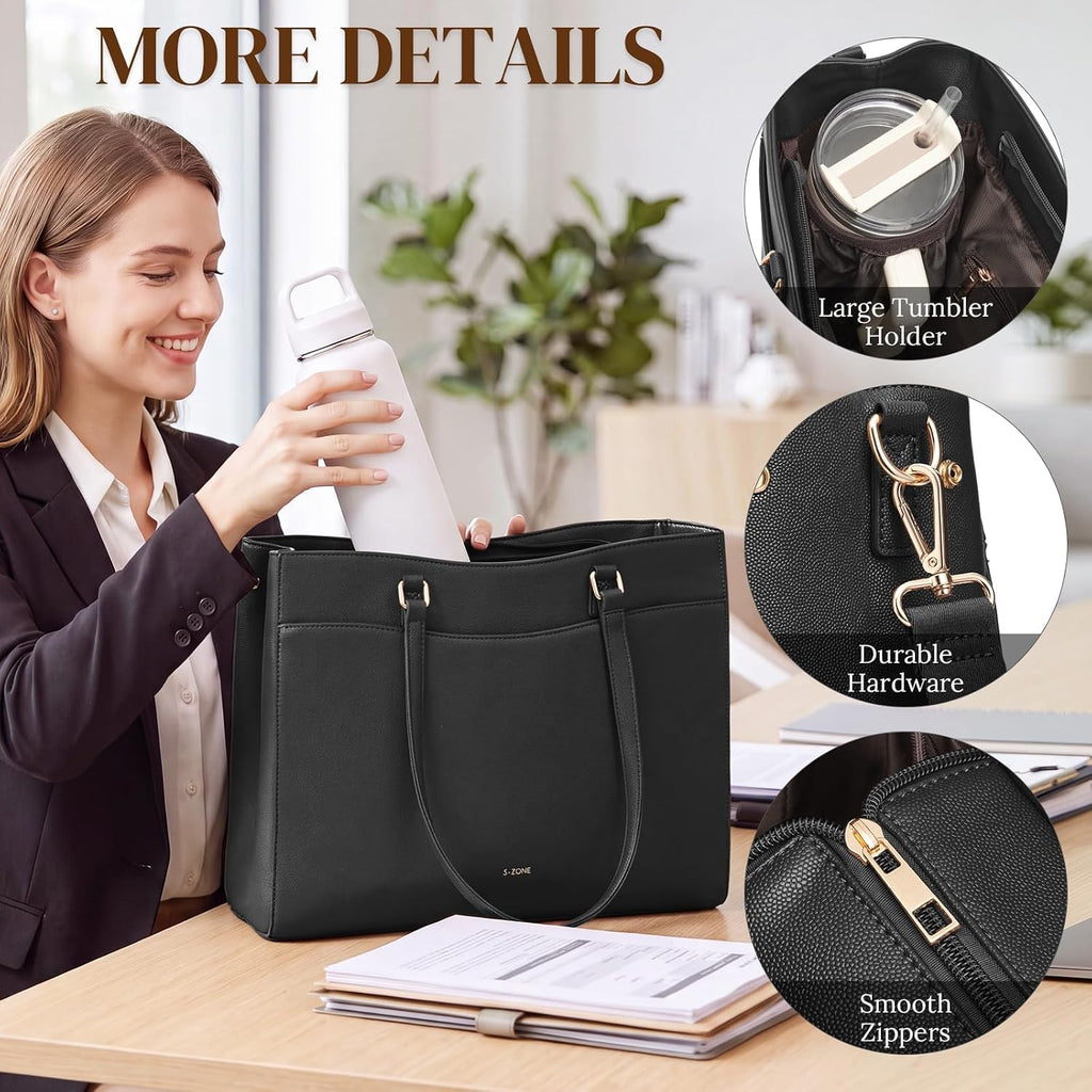 S-ZONE Bolsa de almuerzo para mujer, bolsa de trabajo con compartimento de