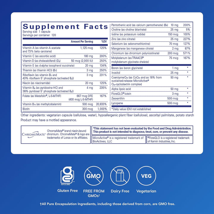 Multivitamínico O.N.E. de Pure Encapsulations, hipoalergénico de un...