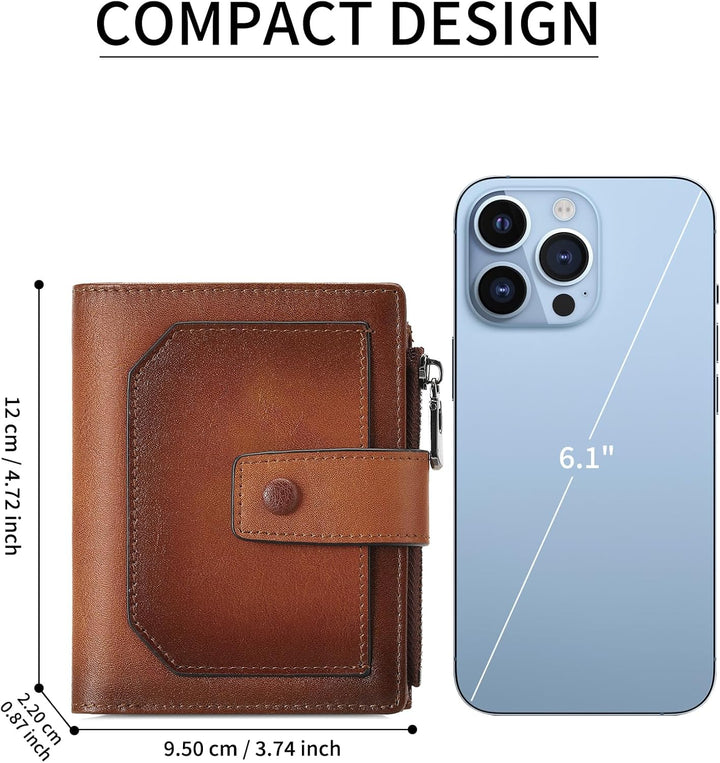 GAEKEAO Billeteras de cuero genuino para hombres con bolsa de moned...