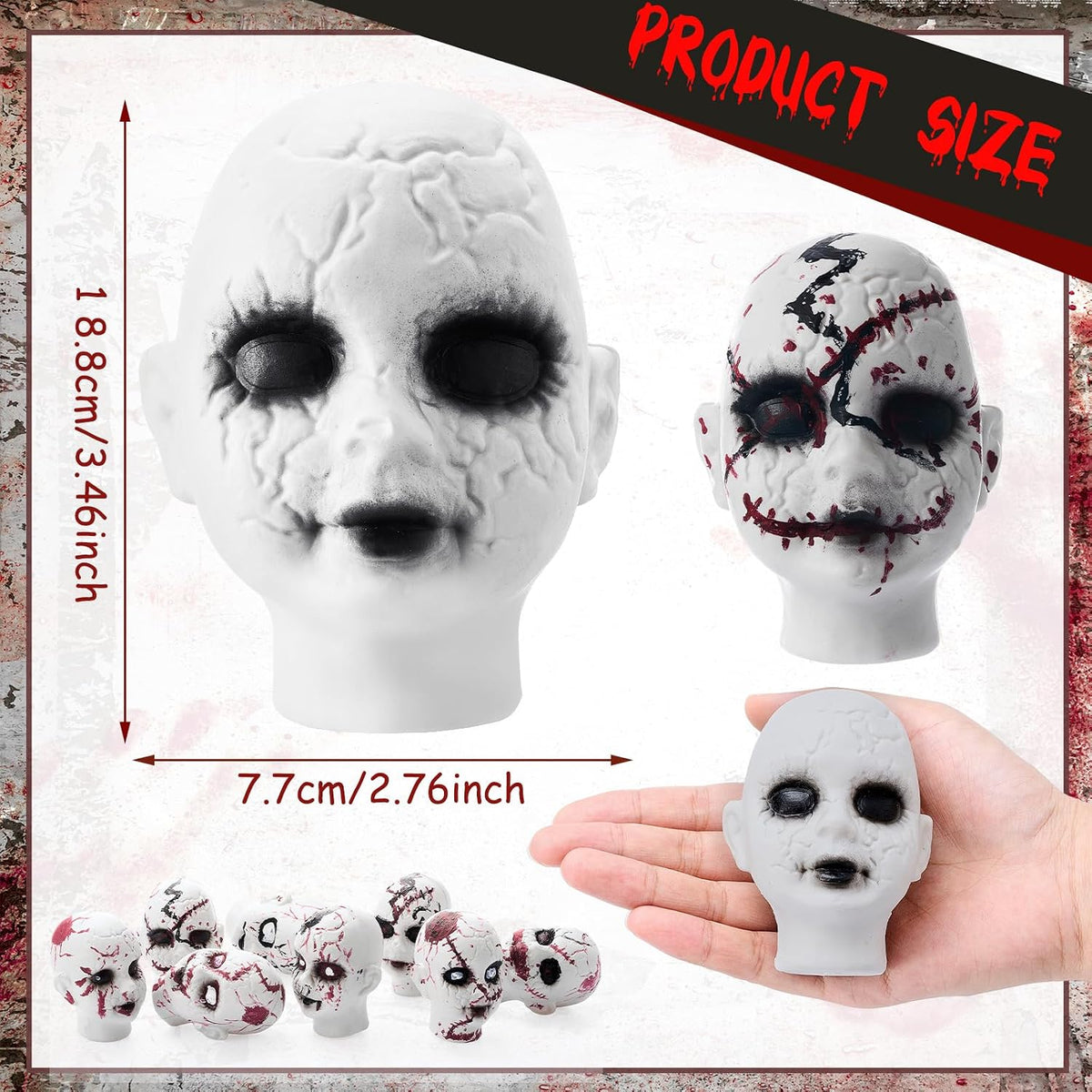 Hiboom 24 cabezas de muñeca de bebé de Halloween de plástico aterrador