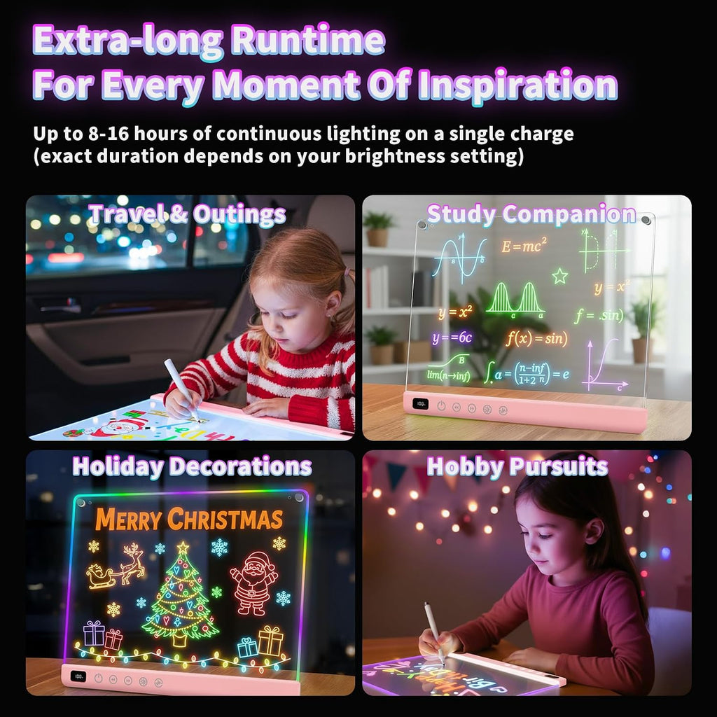 Tablero de dibujo LED con 13 efectos de luz, 16 pulgadas, recargable, para garabatos LED, con colores, tableta de dibujo con luz de neón, regalos para niños, ideas de regalo de Pascua