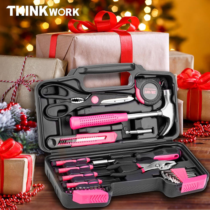 THINKWORK - Juego de herramientas rosa de 40 piezas, juego de herra...