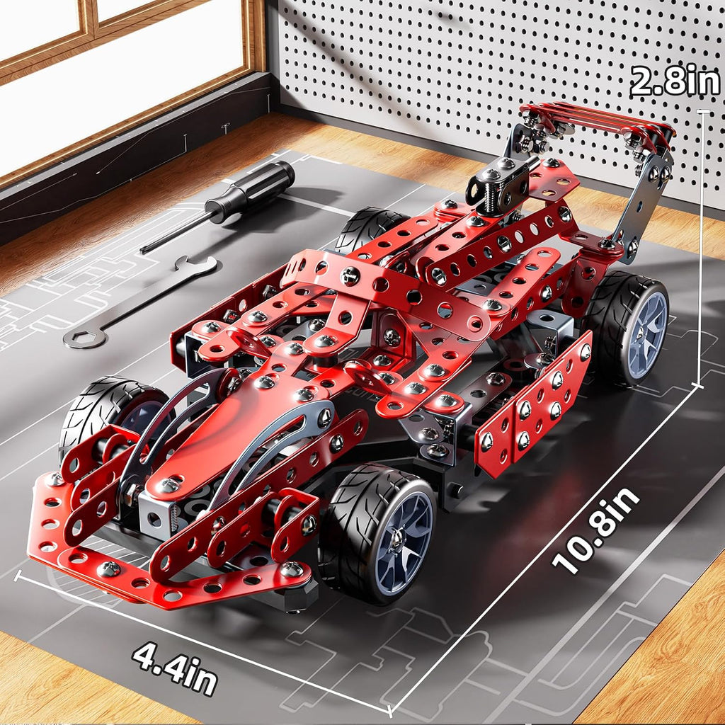 Kits de autos de carreras de modelo de metal – Proyectos STEM para niños de 8 a 12 años, juguetes educativos de construcción de ensamblaje, juguetes de coche para niños y niñas de 8, 9, 10