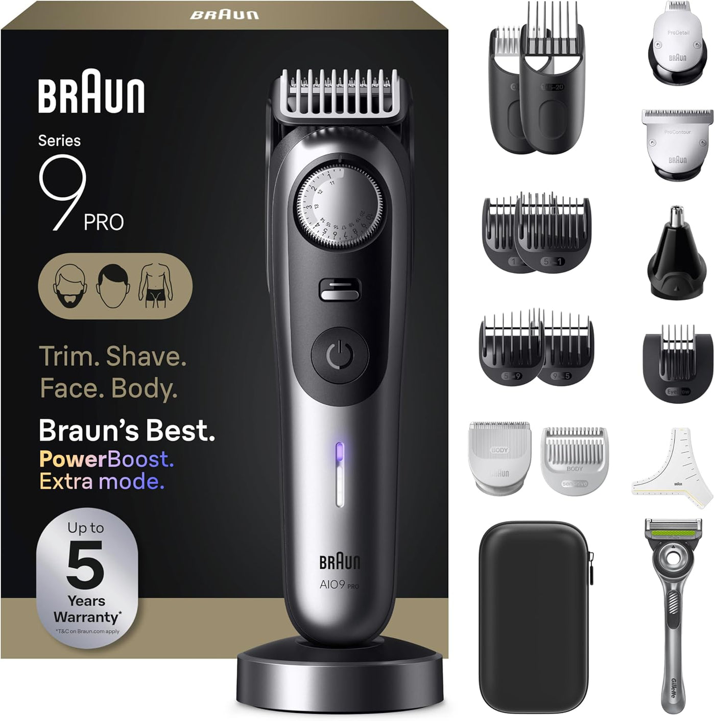 Braun Cortadora eléctrica de barba todo en uno Series 9 PRO para ho...