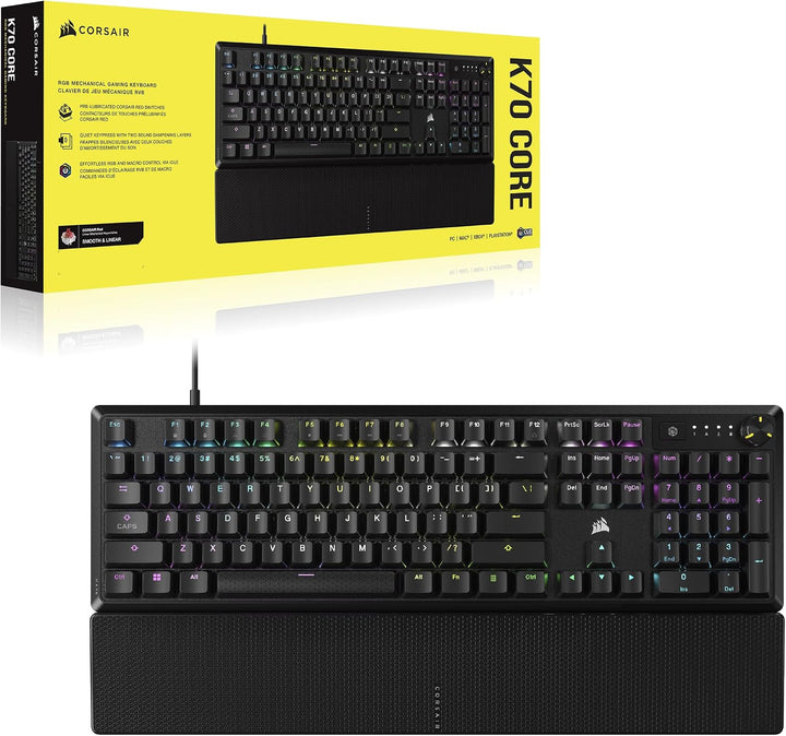 Corsair K70 Core RGB Teclado mecánico con cable para juegos con rep...