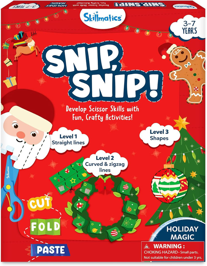 Skillmatics Snip Christmas - Regalo para niños, habilidades de tije...