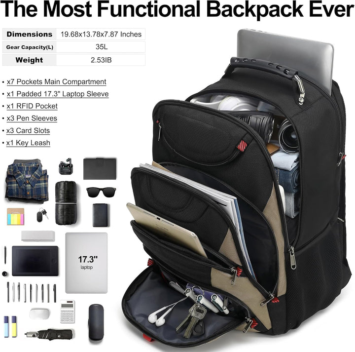 Mochila para laptop Boavan para hombre (Negro, 15.6), Negro y caqui...