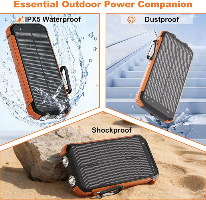 Cargador solar portátil, batería inalámbrica de carga rápida, entra...