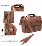 seyfocnia Bolso de viaje de negocios para hombre, bolso de mano de cuero hecho a mano, bolso de mensajero para portátil