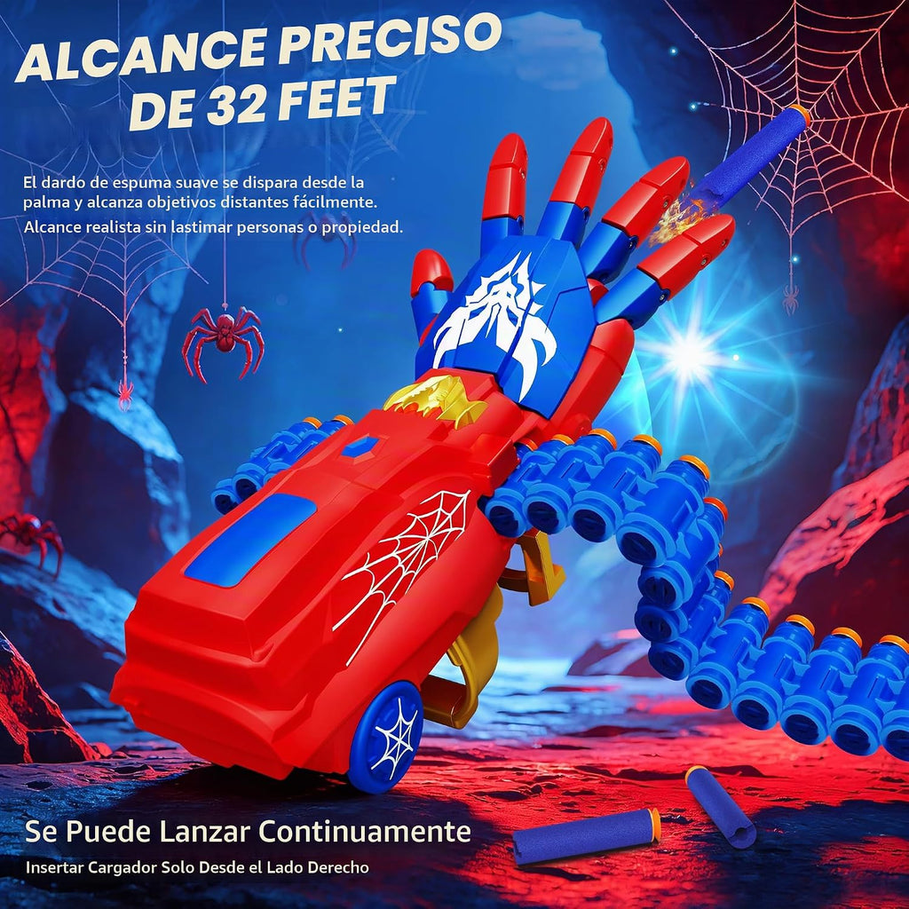 Pistola de juguete de dardos de espuma motorizada de superhéroe, accesorios