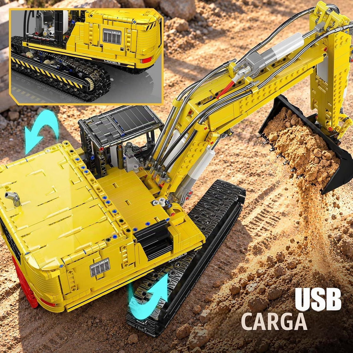 Mould King 13112 RC Excavator Building Set, Remote Control Excavator Model