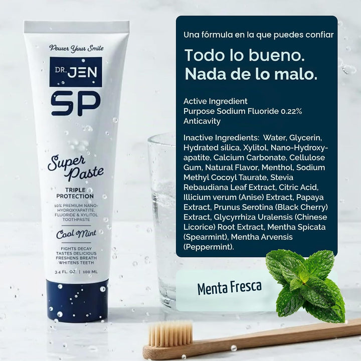 Dr. Jen Super Pasta de dientes, 10% Nano Hidroxiapatita, diseñada p...